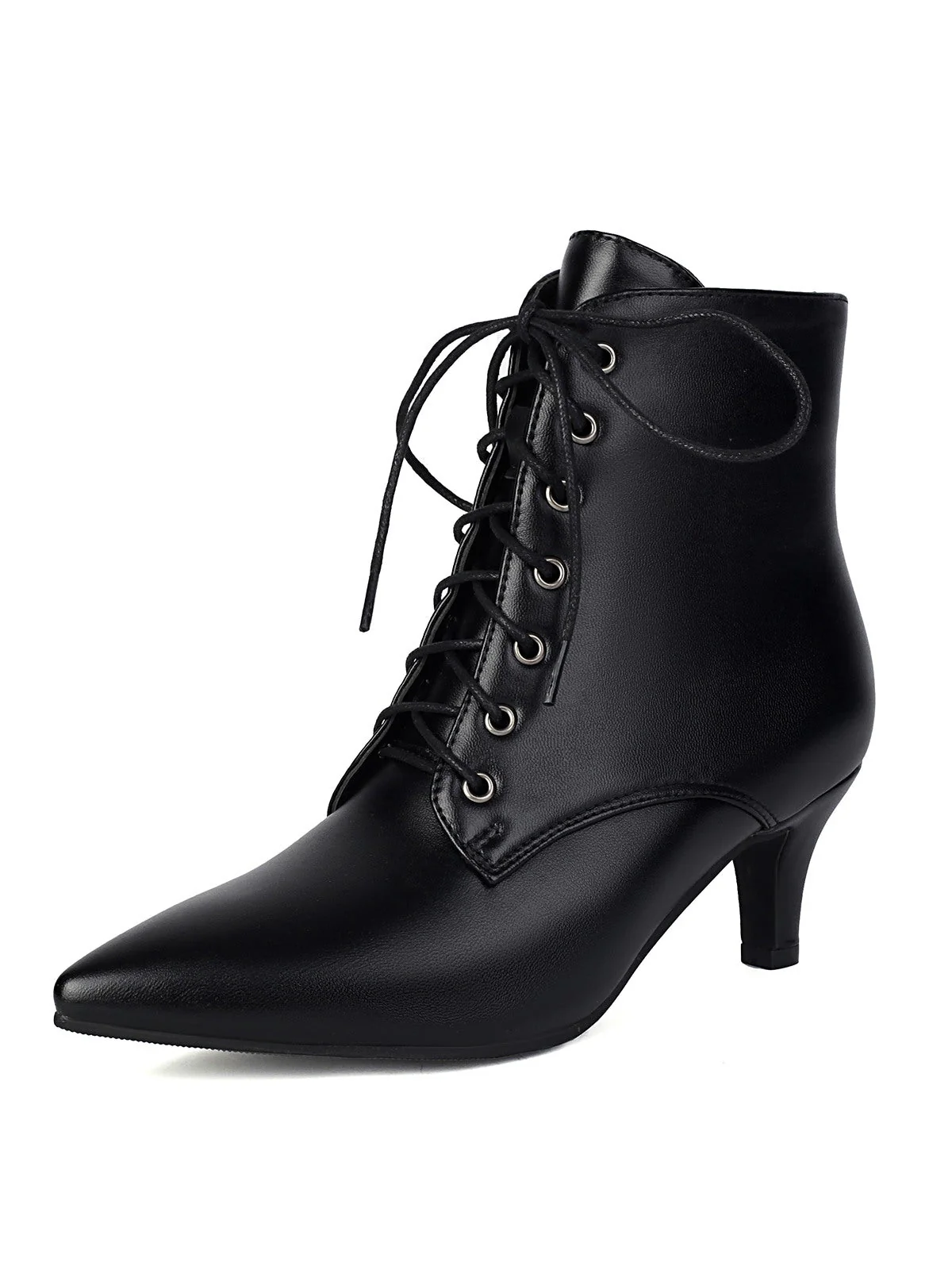 Vintage Schnürung Kätzchen Ferse Knöchel Stiefel