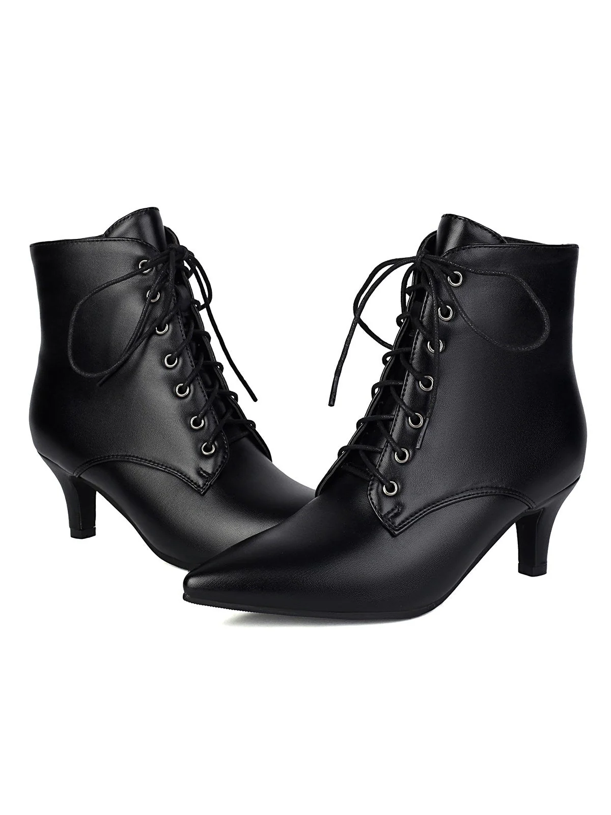 Vintage Schnürung Kätzchen Ferse Knöchel Stiefel - Image 2