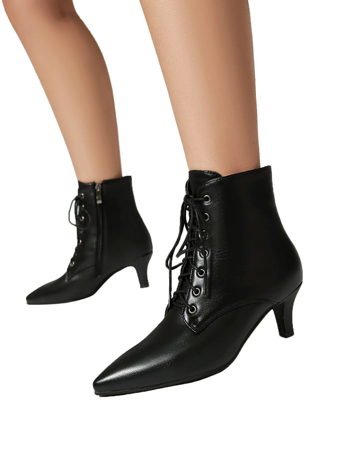 Vintage Schnürung Kätzchen Ferse Knöchel Stiefel - Image 4