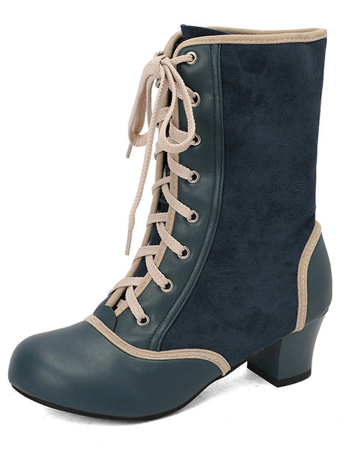 Vintage Schnürung Kunst Wildleder Leder Mittel Wade Stiefel - Image 10