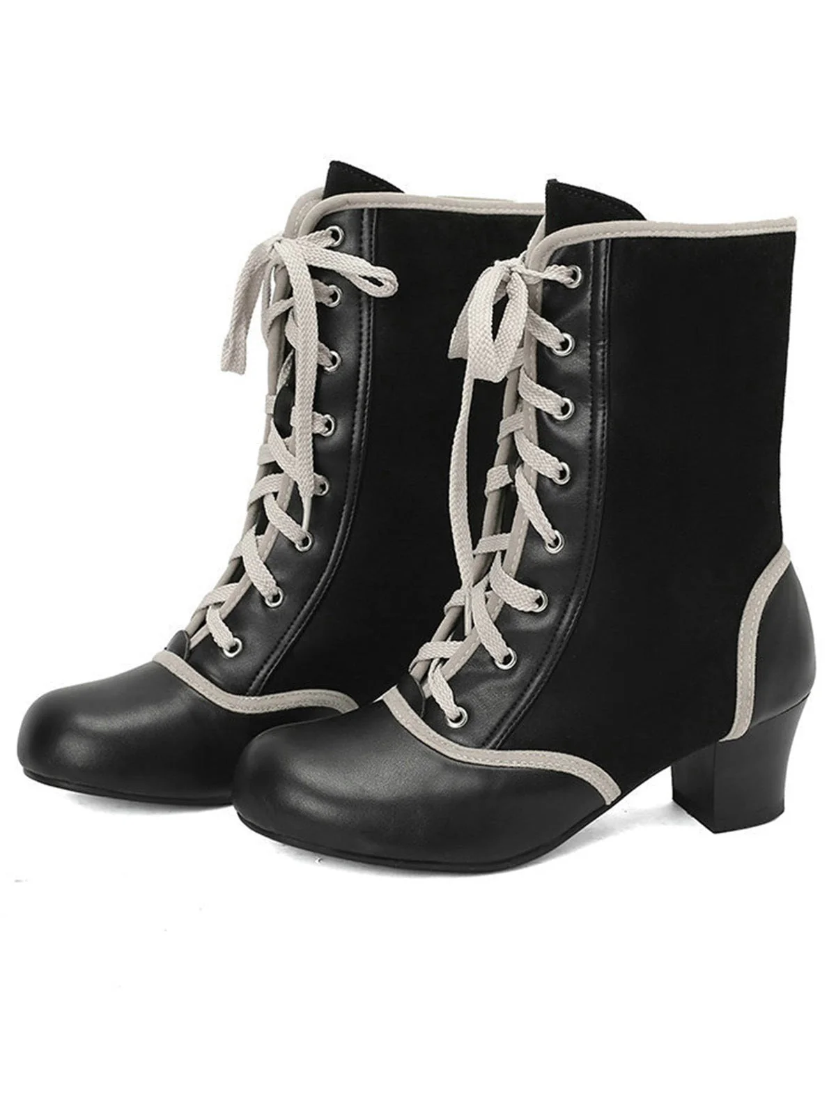 Vintage Schnürung Kunst Wildleder Leder Mittel Wade Stiefel - Image 4