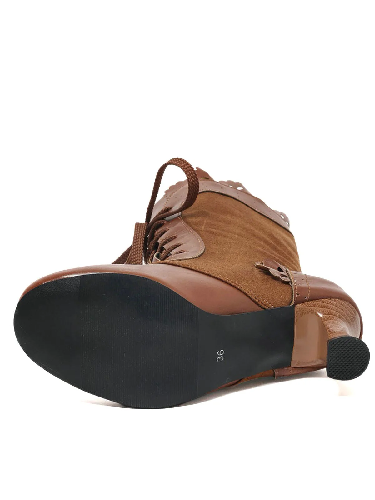 Vintage Schnürung Mittlere Ferse Brogue Knöchel Stiefel - Image 5