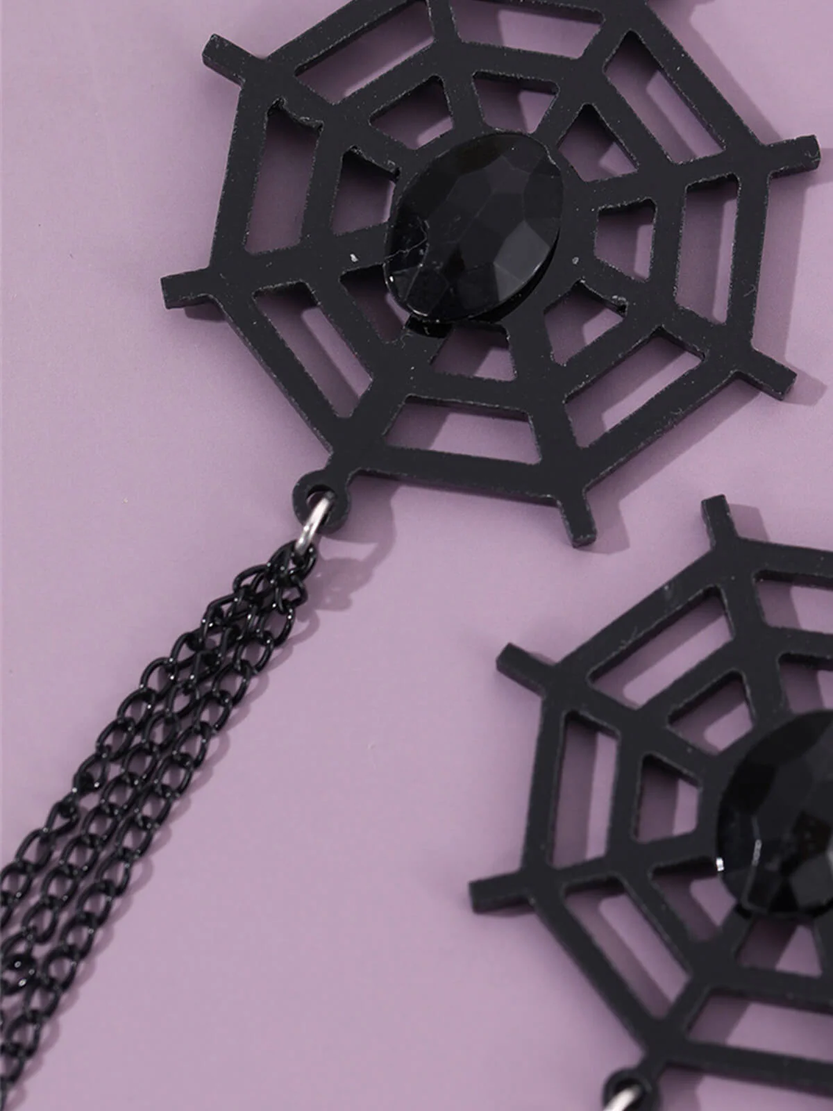 Vintage Schwarz Spinnennetz Dangle Ohrringe - Image 4
