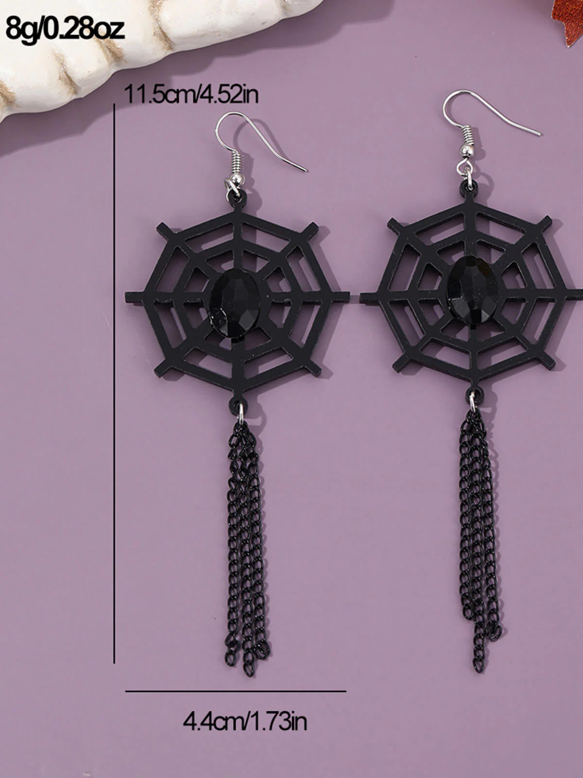 Vintage Schwarz Spinnennetz Dangle Ohrringe - Image 5
