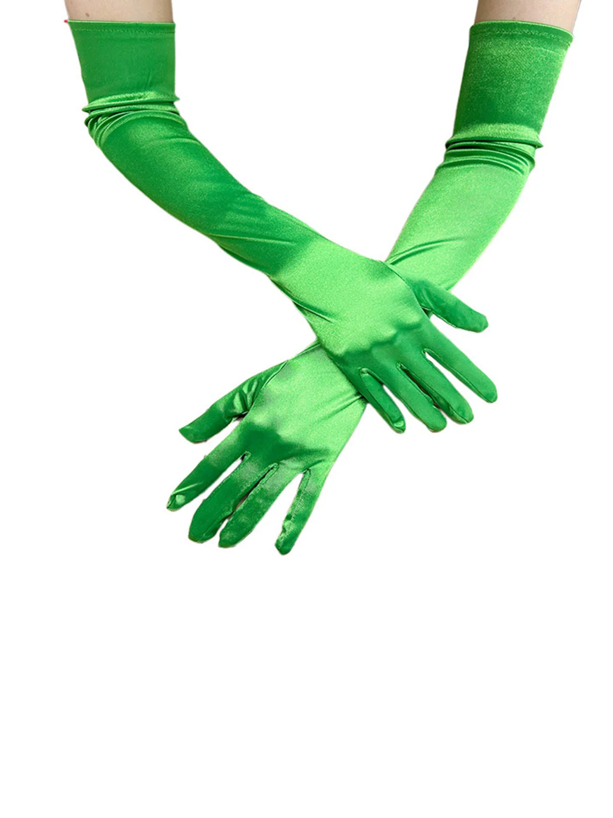 Vintage Solide Kunstsatin Ellbogenlange Handschuhe - Image 3