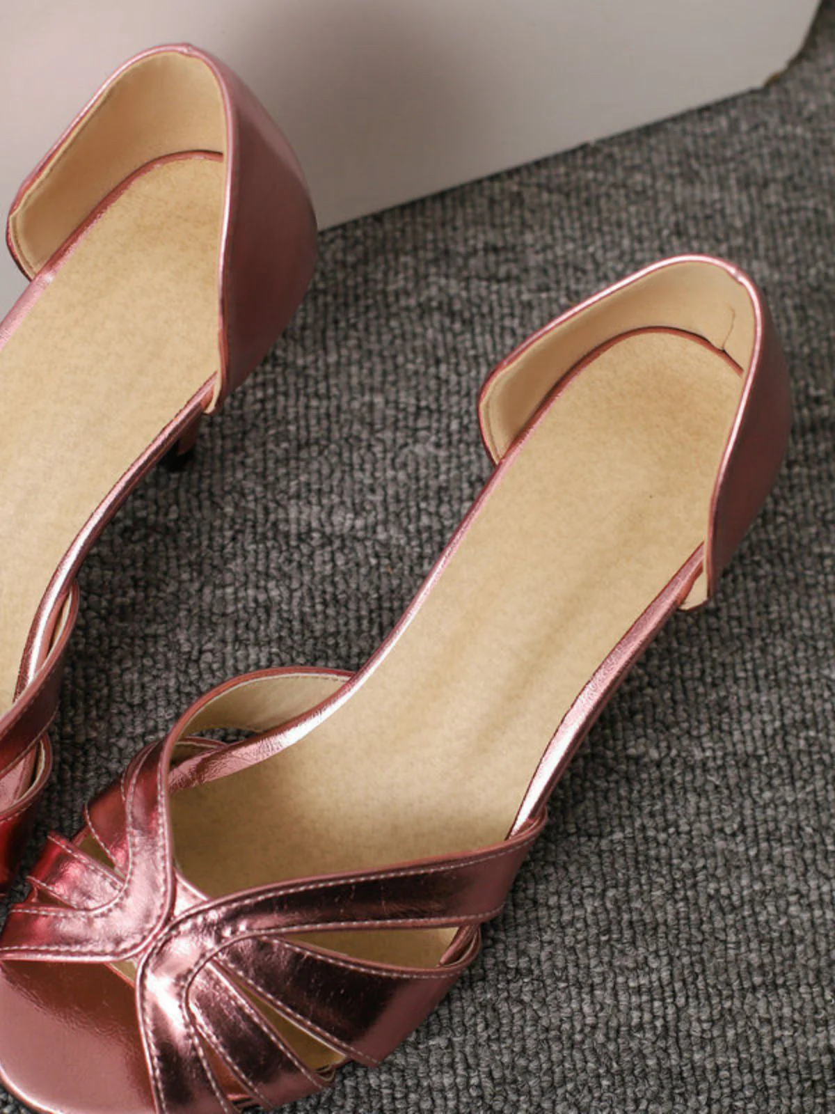 Vintage Solide Peep Toe Hohl Slip-On Hohe Absätze - Image 18