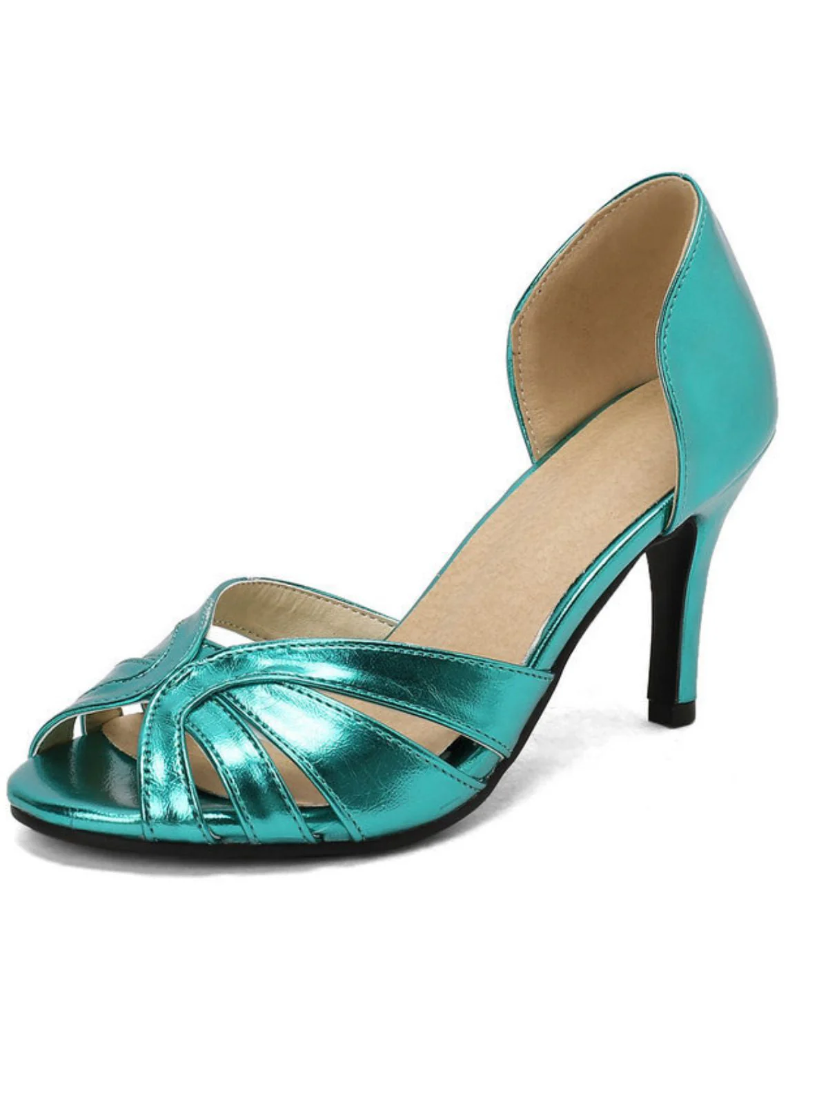 Vintage Solide Peep Toe Hohl Slip-On Hohe Absätze - Image 9