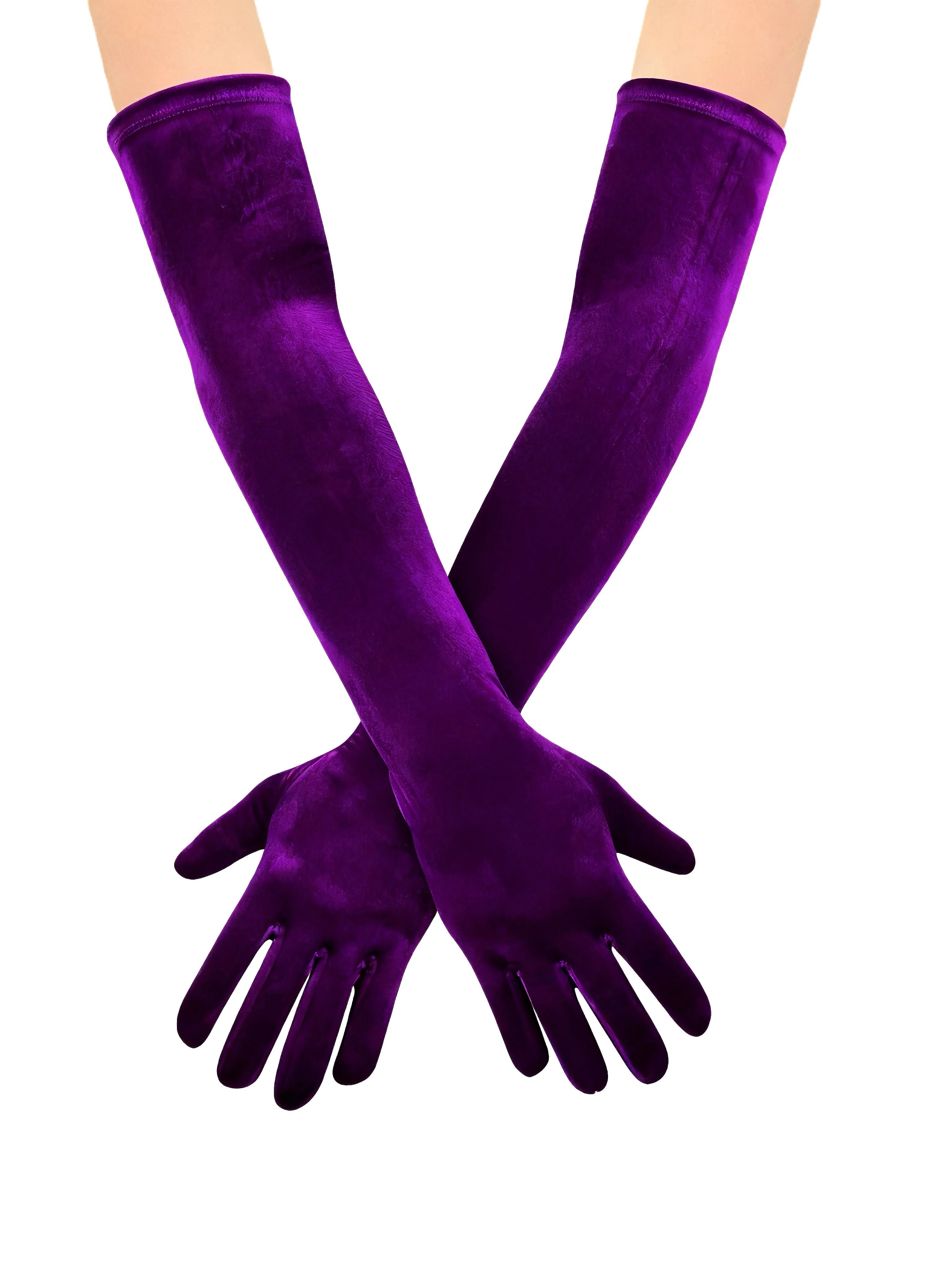 Vintage Solide Thick Samt Lange Handschuhe - Image 5