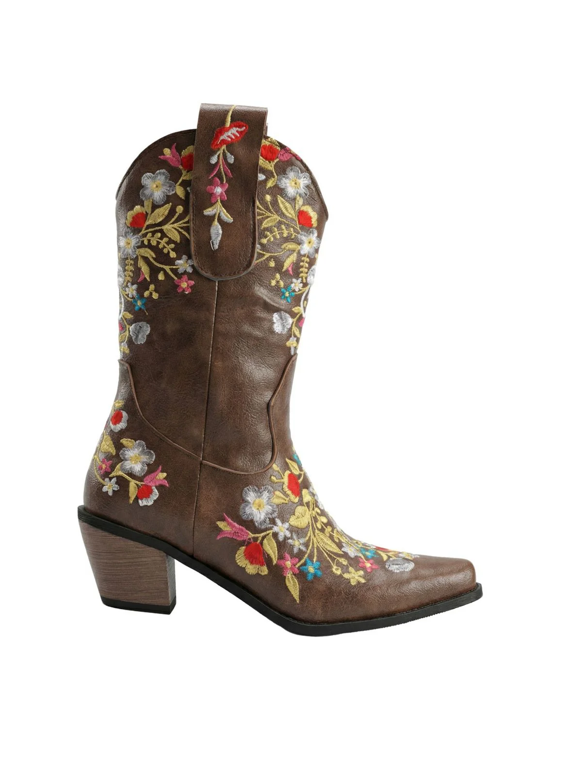 Vintage Spitze Besticktes Blumen Blockabsatz Stiefel - Image 5