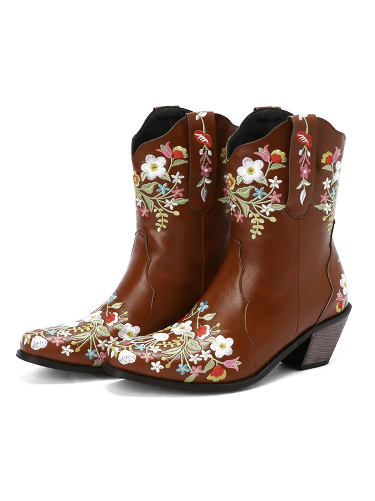 Vintage Spitze Besticktes Blumen Blockabsatz Stiefel - Image 6