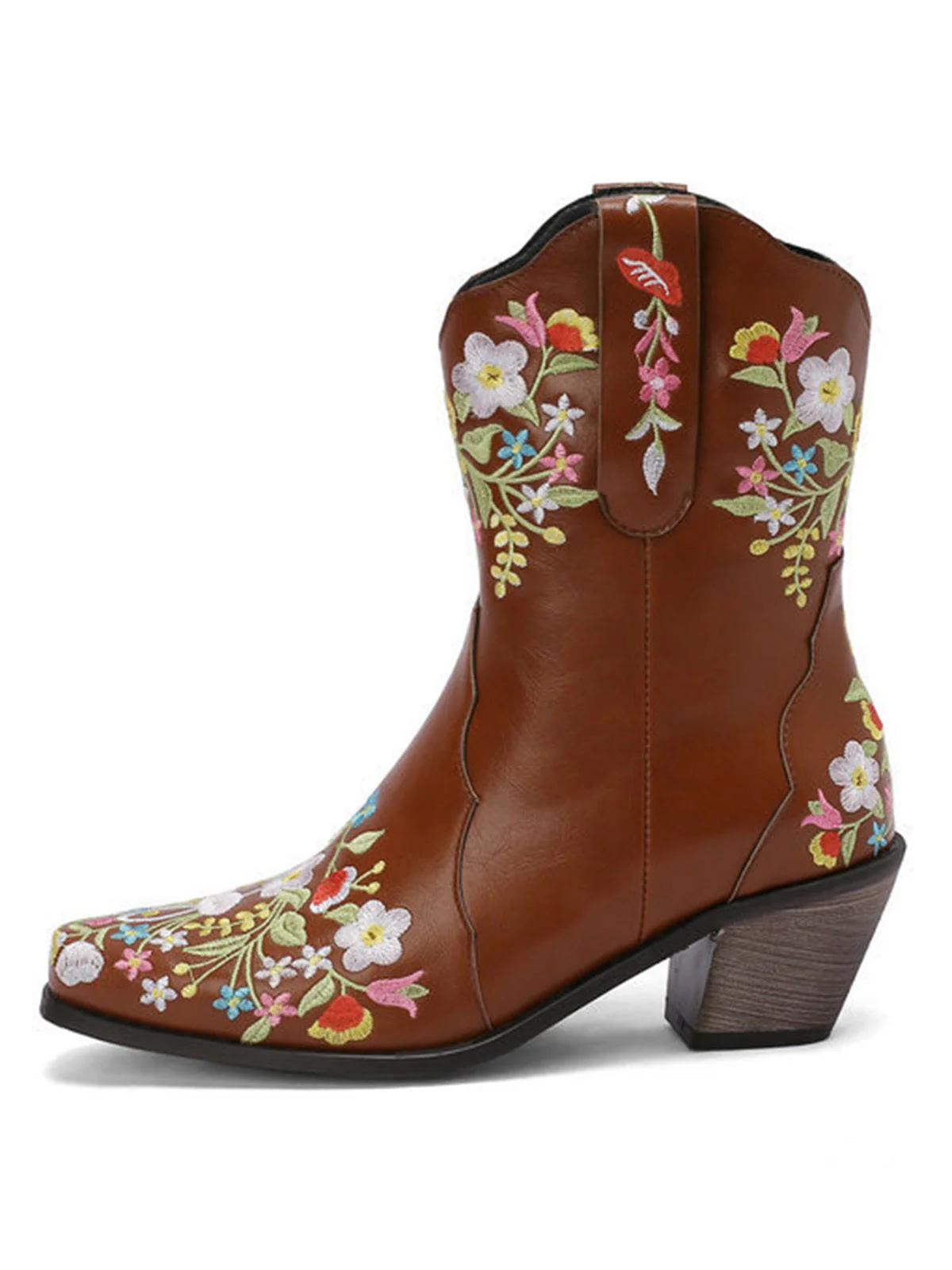 Vintage Spitze Besticktes Blumen Blockabsatz Stiefel - Image 8