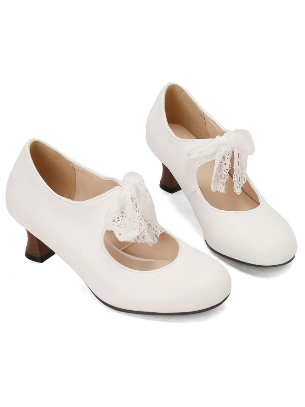 Vintage Spitze Bogen Riemchenschuhe Absatz - Image 6