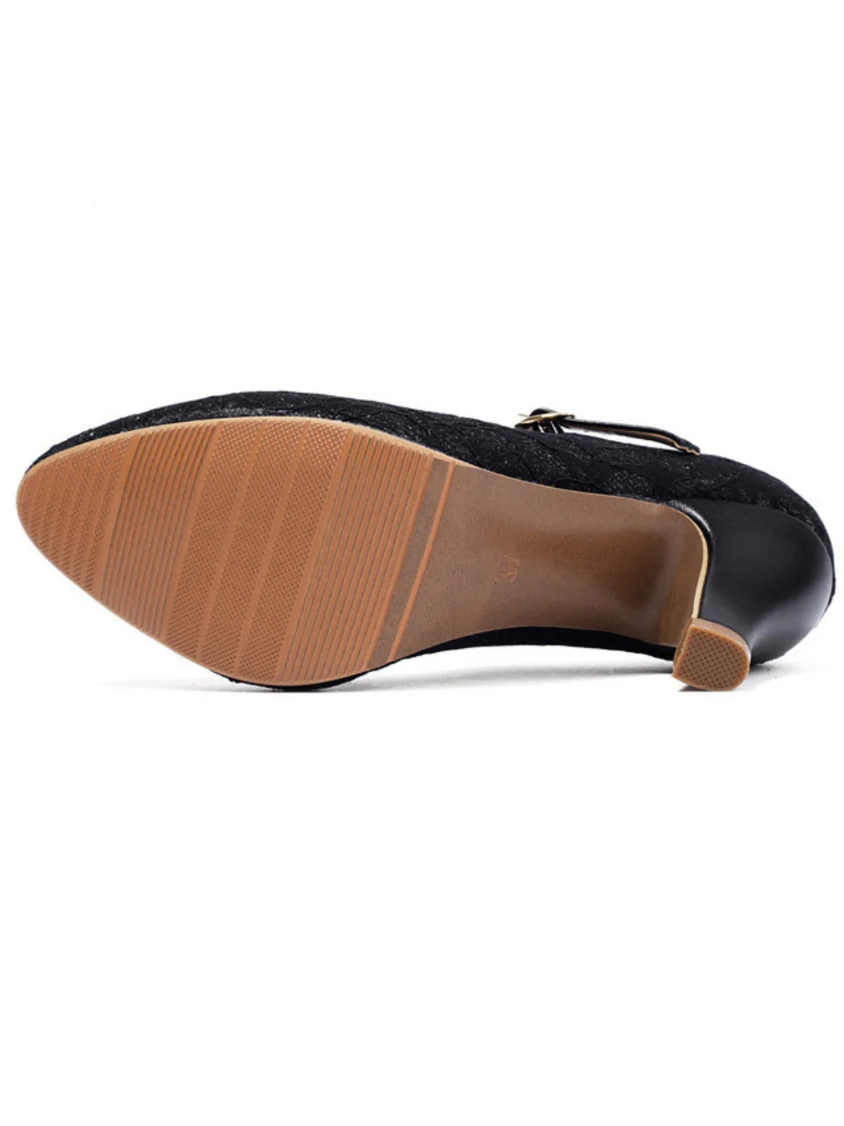 Vintage Spitze Patchwork T-Strap Schnalle High Heels - Image 5