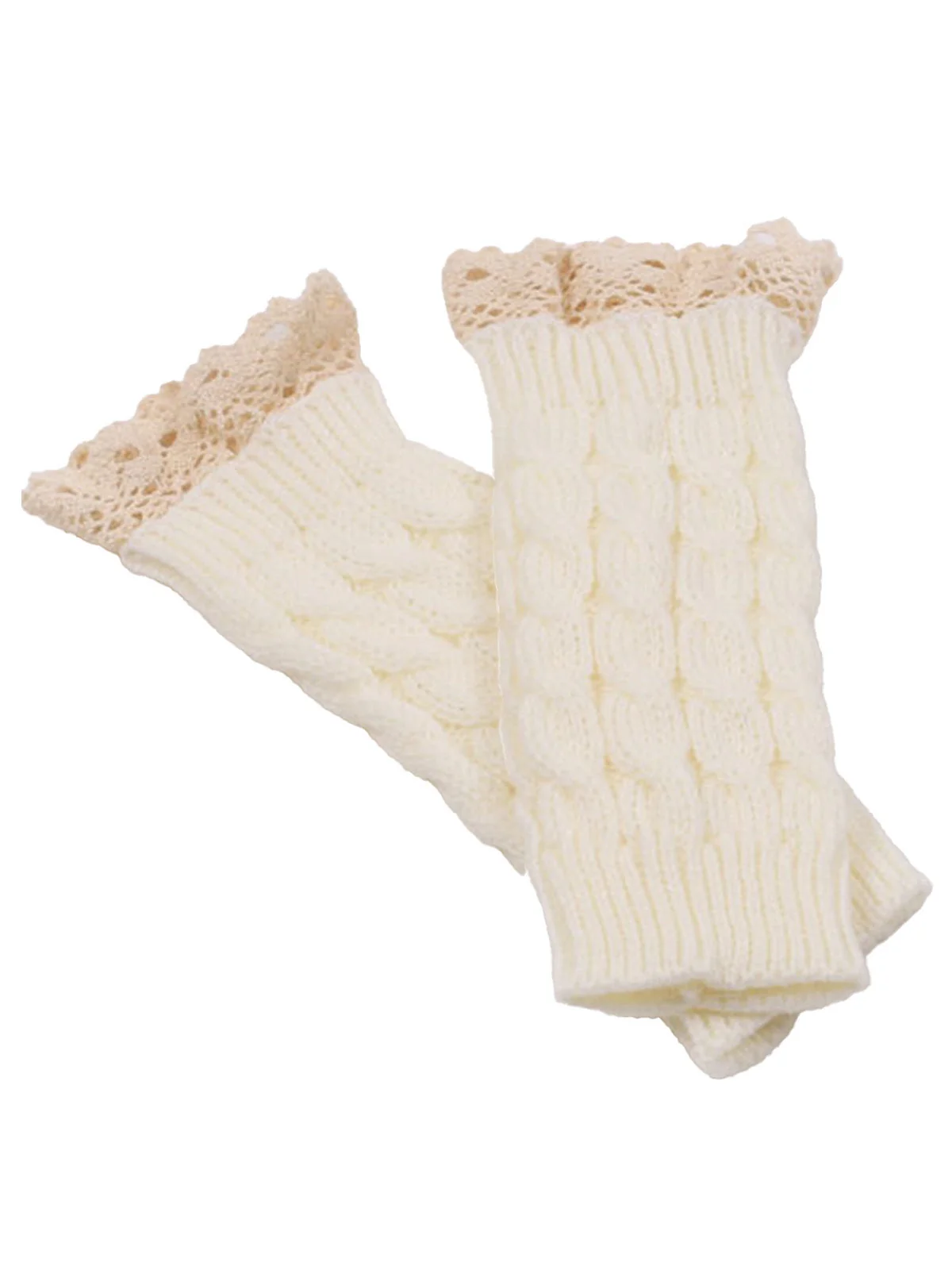 Vintage Spitze Patchwork Verdreht Stricken Fingerlos Handschuhe - Image 5