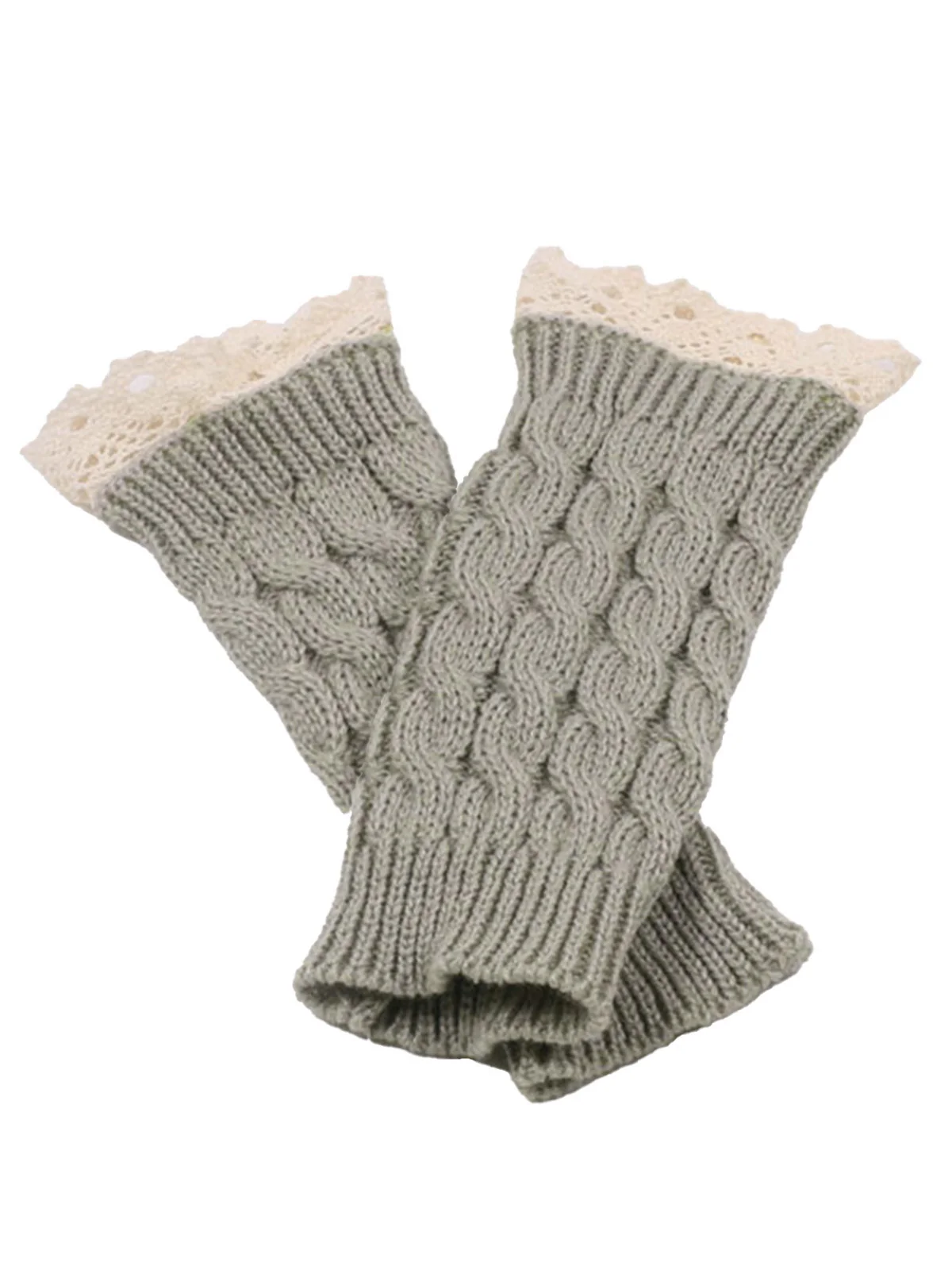 Vintage Spitze Patchwork Verdreht Stricken Fingerlos Handschuhe - Image 8