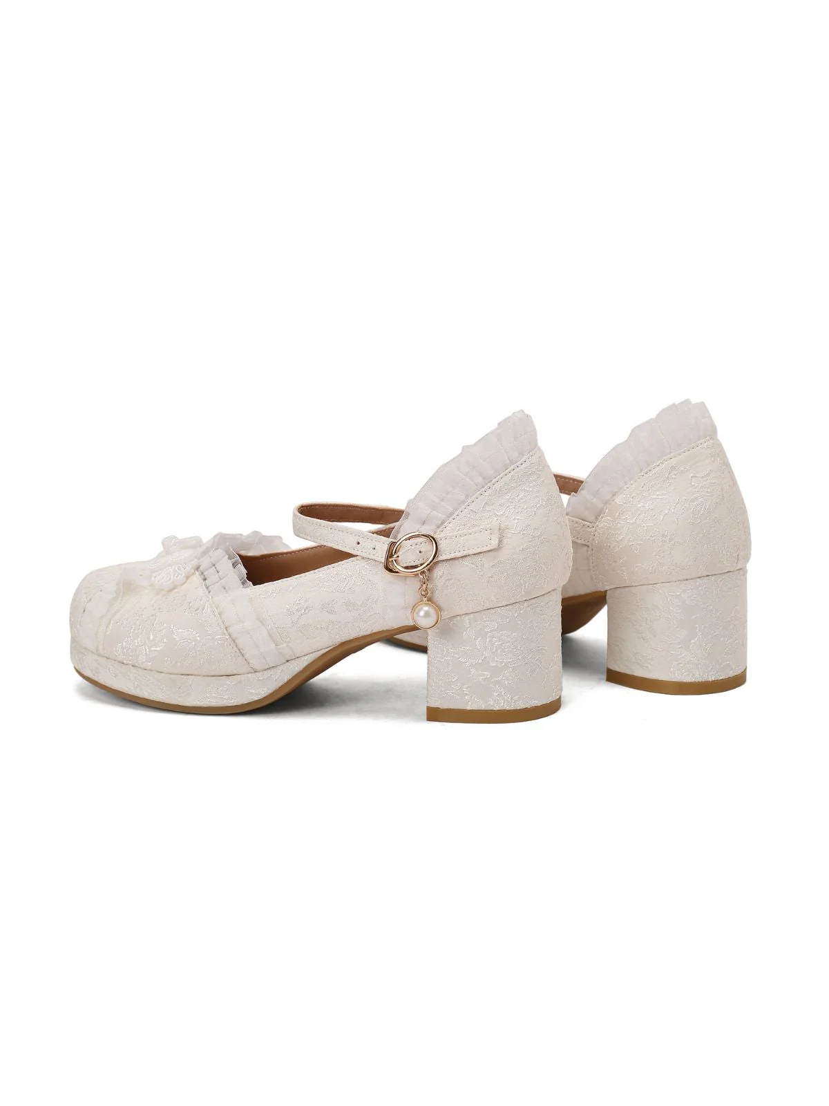 Vintage Spitze Perle Mary Jane Schuhe - Image 2