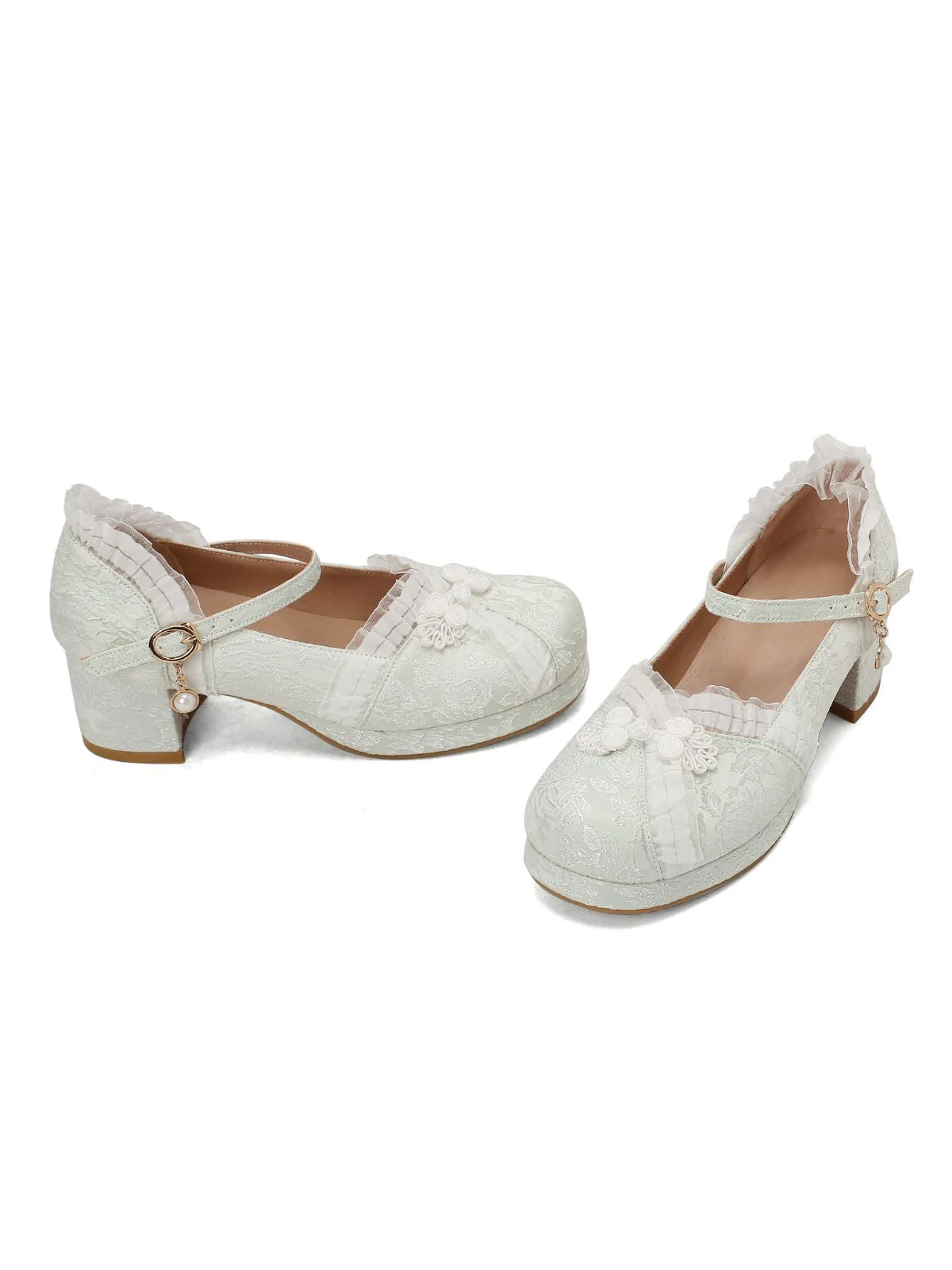 Vintage Spitze Perle Mary Jane Schuhe - Image 4
