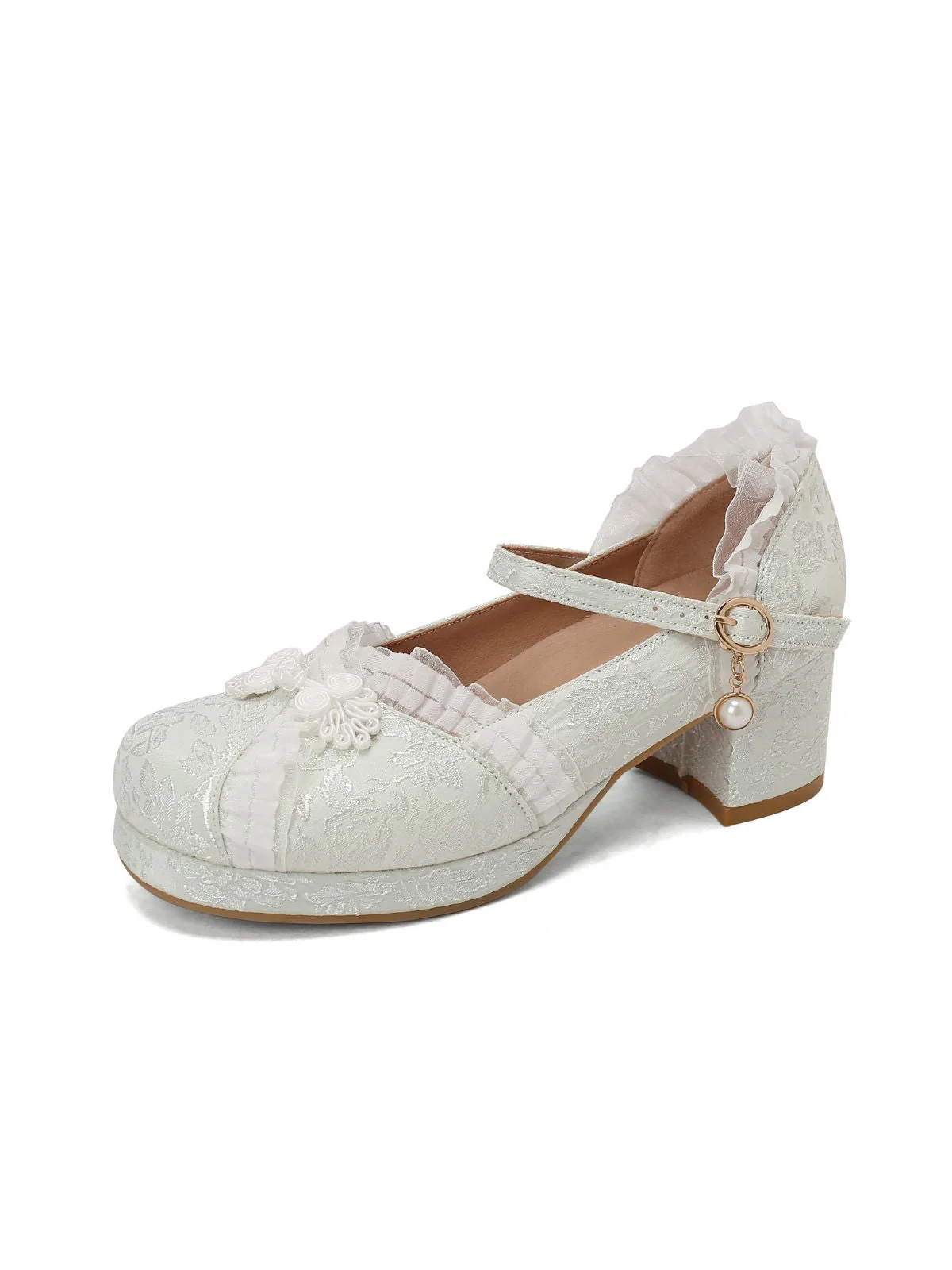 Vintage Spitze Perle Mary Jane Schuhe - Image 5