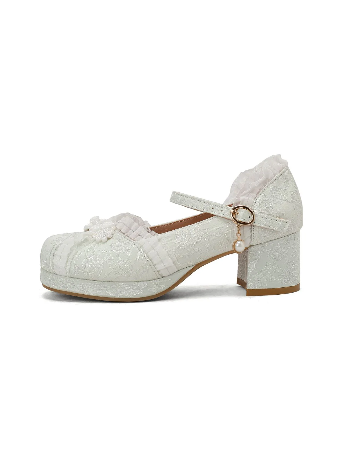 Vintage Spitze Perle Mary Jane Schuhe - Image 6