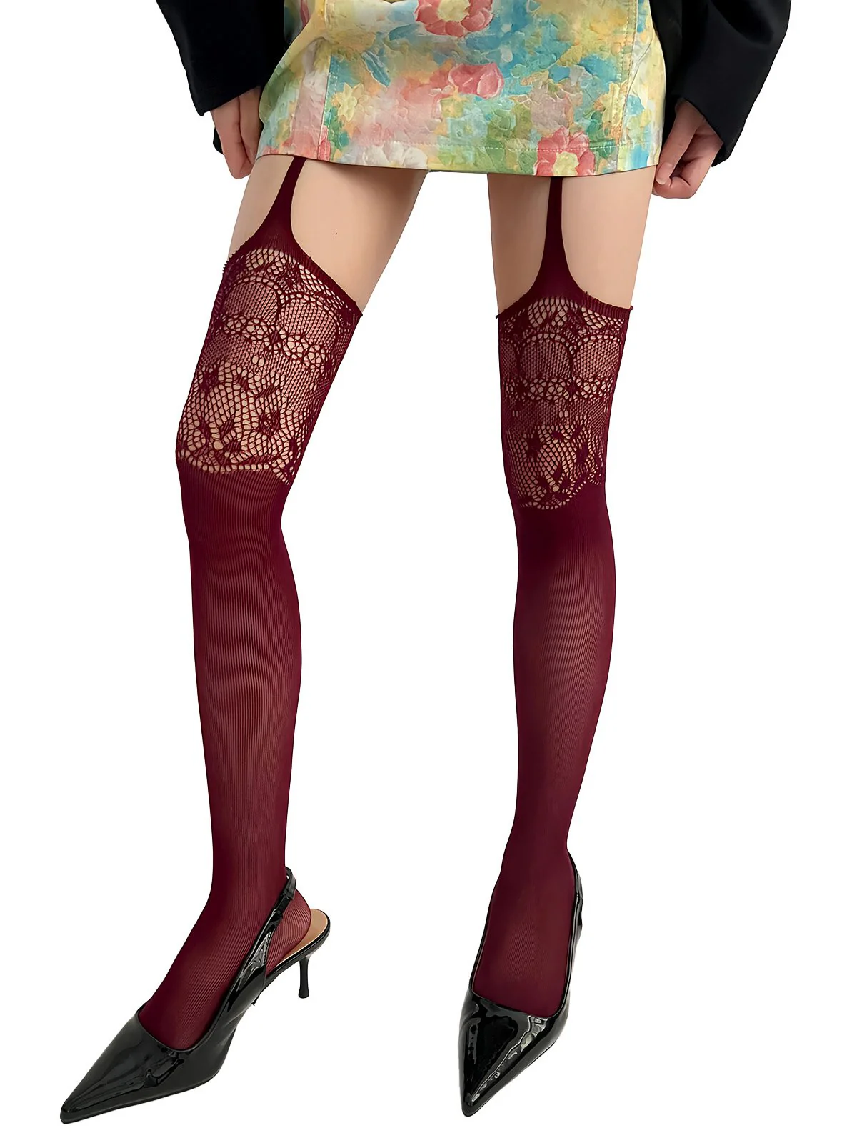 Vintage Spitze Solide Strapsstrumpfhose - Image 7