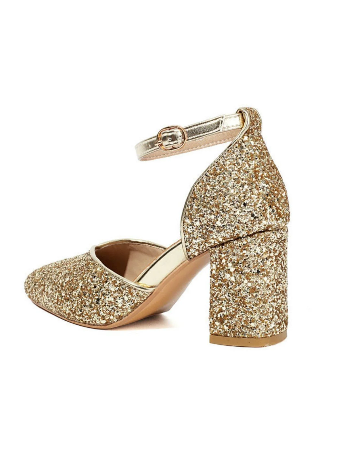 Vintage Spitze Zehen Glitzer Blockabsatz Pumps - Image 10