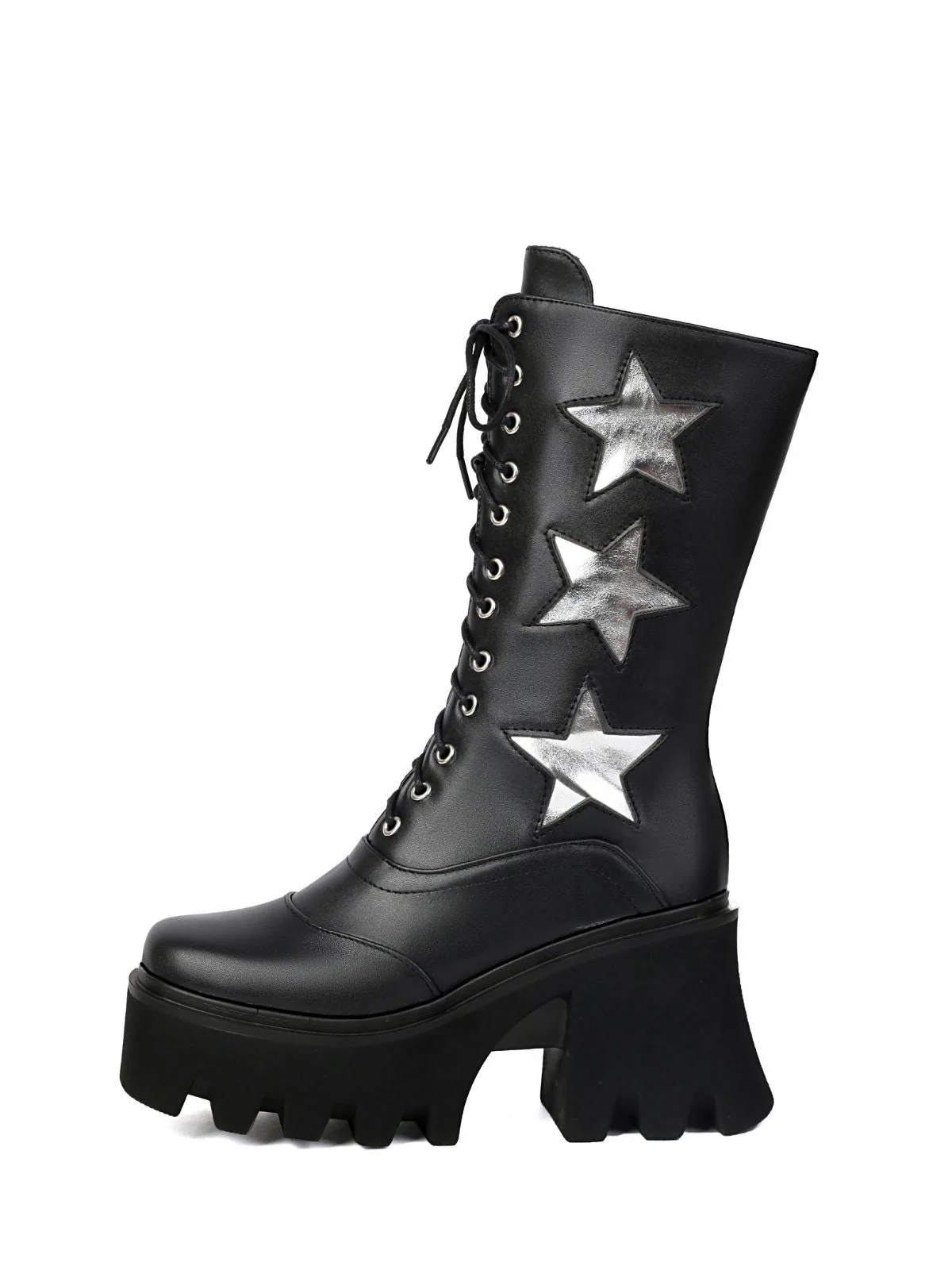Vintage Steampunk Sternendruck Plattform Halbhohe Stiefel - Image 2