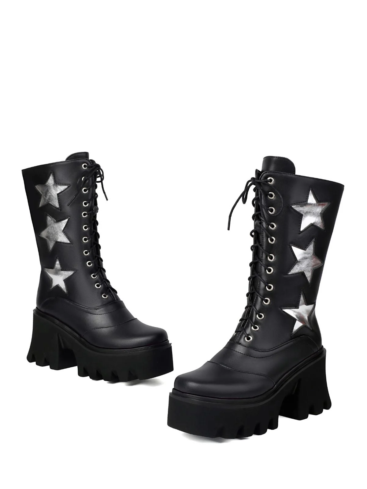 Vintage Steampunk Sternendruck Plattform Halbhohe Stiefel - Image 3