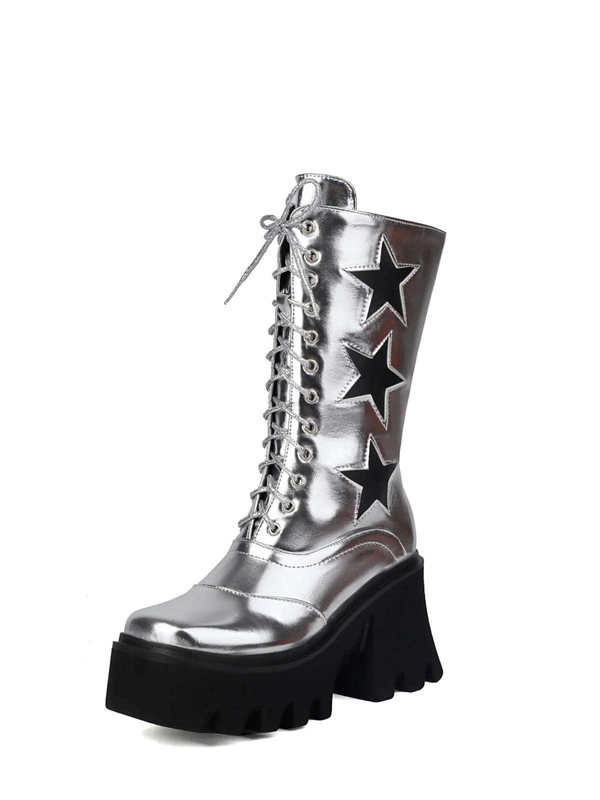 Vintage Steampunk Sternendruck Plattform Halbhohe Stiefel - Image 7