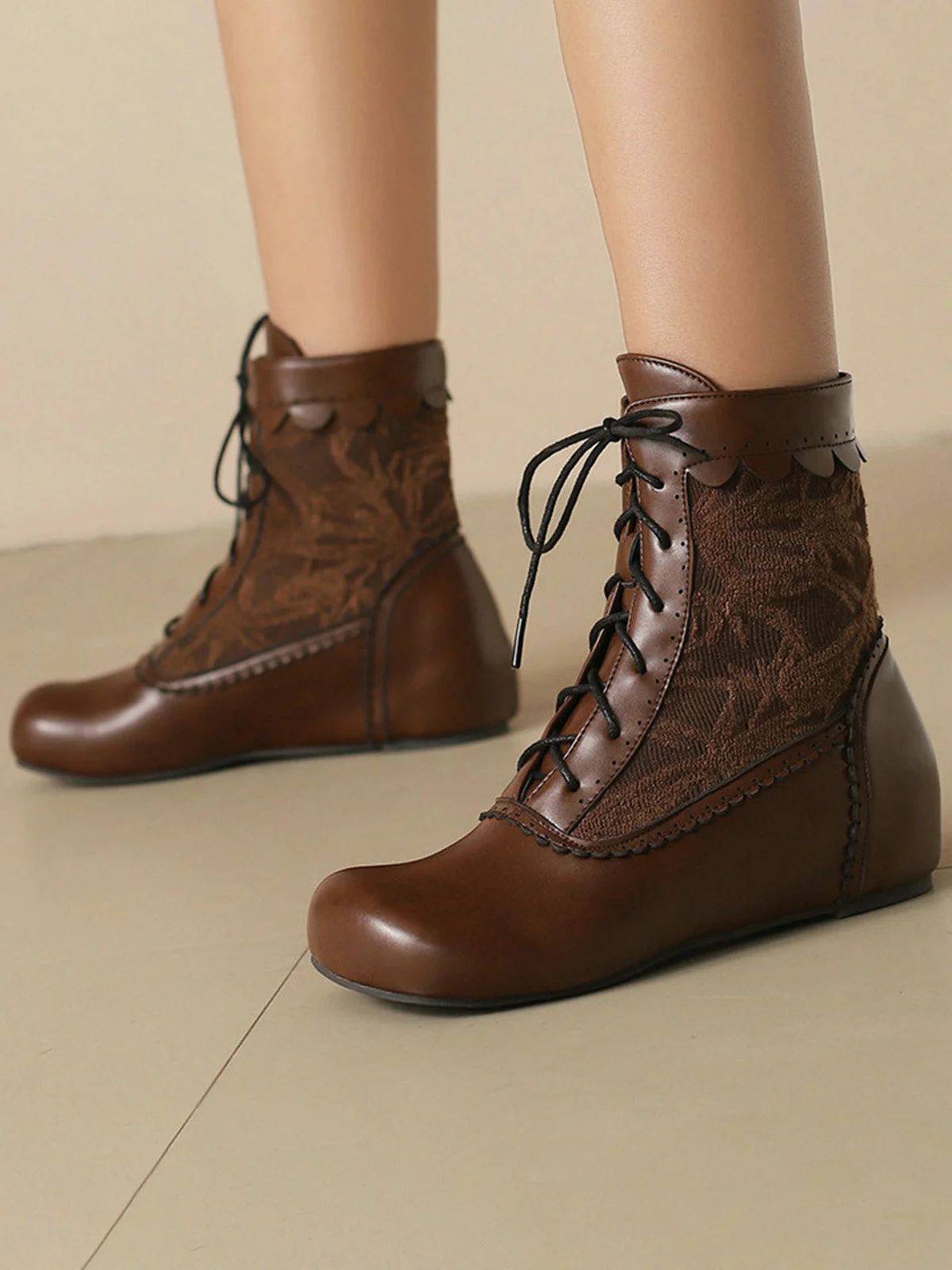 Vintage Stickerei Schnürung Innere Ferse Stiefel - Image 12