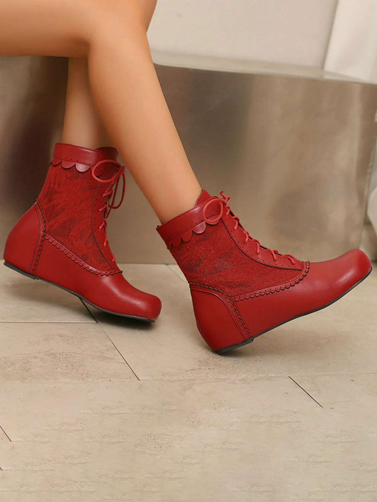 Vintage Stickerei Schnürung Innere Ferse Stiefel - Image 17