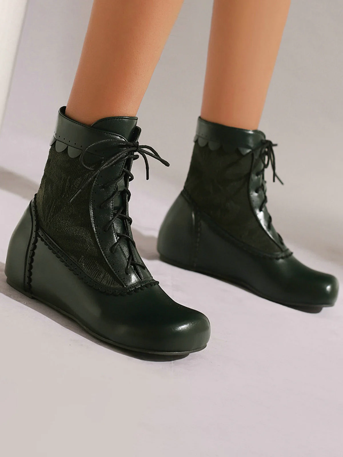 Vintage Stickerei Schnürung Innere Ferse Stiefel - Image 3