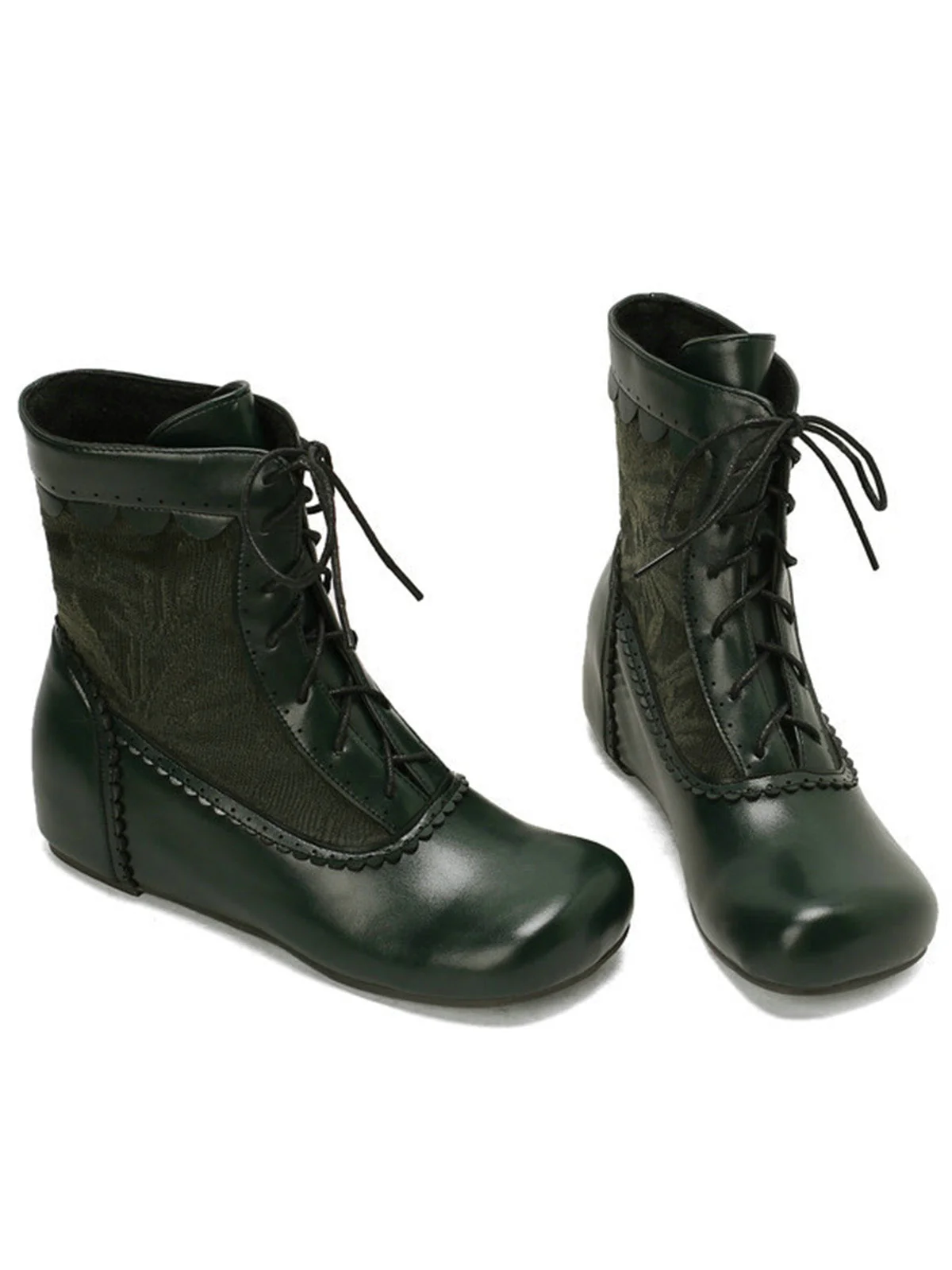 Vintage Stickerei Schnürung Innere Ferse Stiefel - Image 4