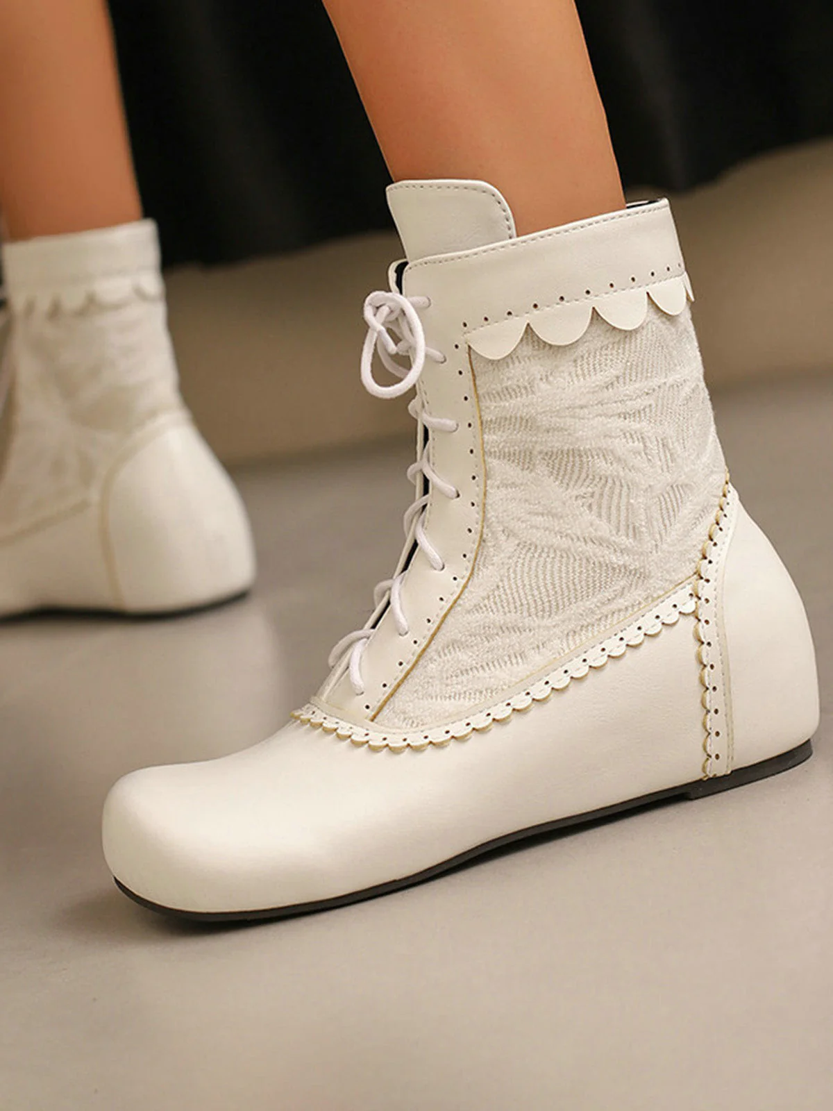Vintage Stickerei Schnürung Innere Ferse Stiefel - Image 6