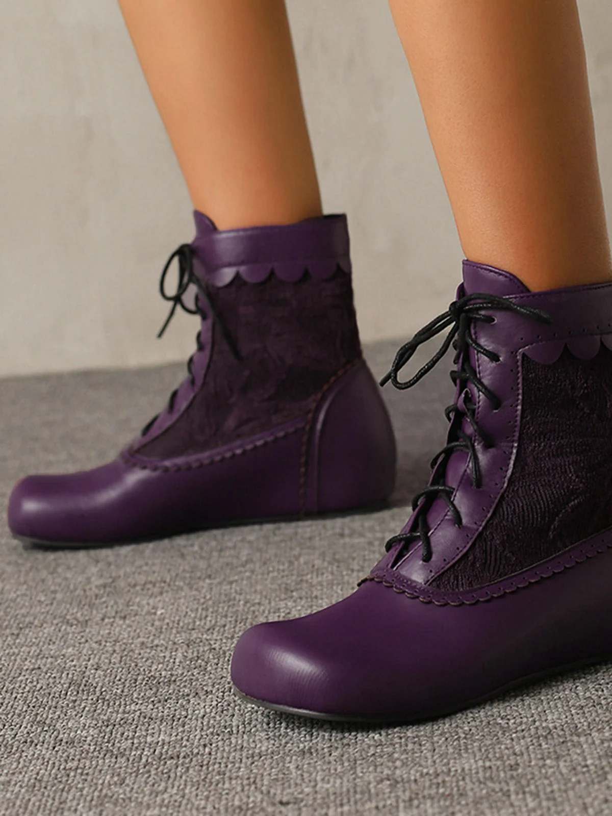 Vintage Stickerei Schnürung Innere Ferse Stiefel - Image 9