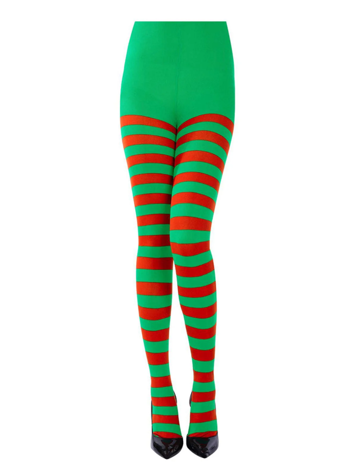 Vintage Streifen Hochtaillierte Weihnachten Strumpfhose - Image 2