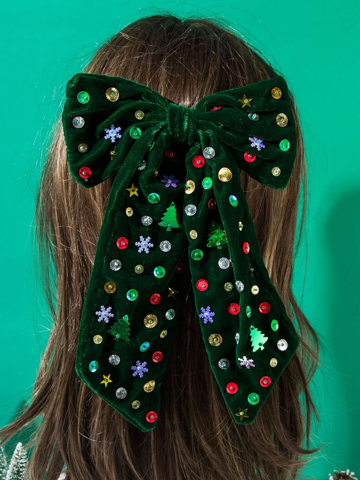 Vintage Weihnachten Samt Große Bogen Haarnadel - Image 6