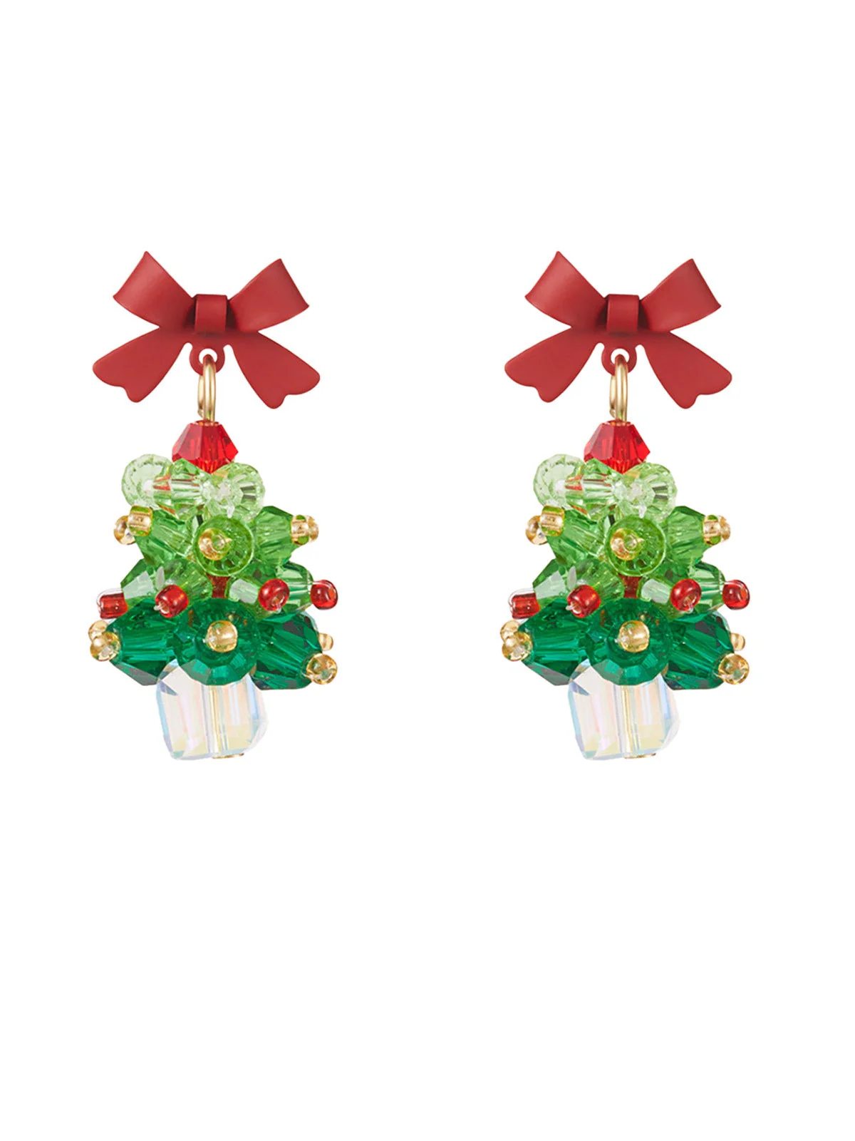 Vintage Weihnachtsbaum & Bogen Hängeohrringe