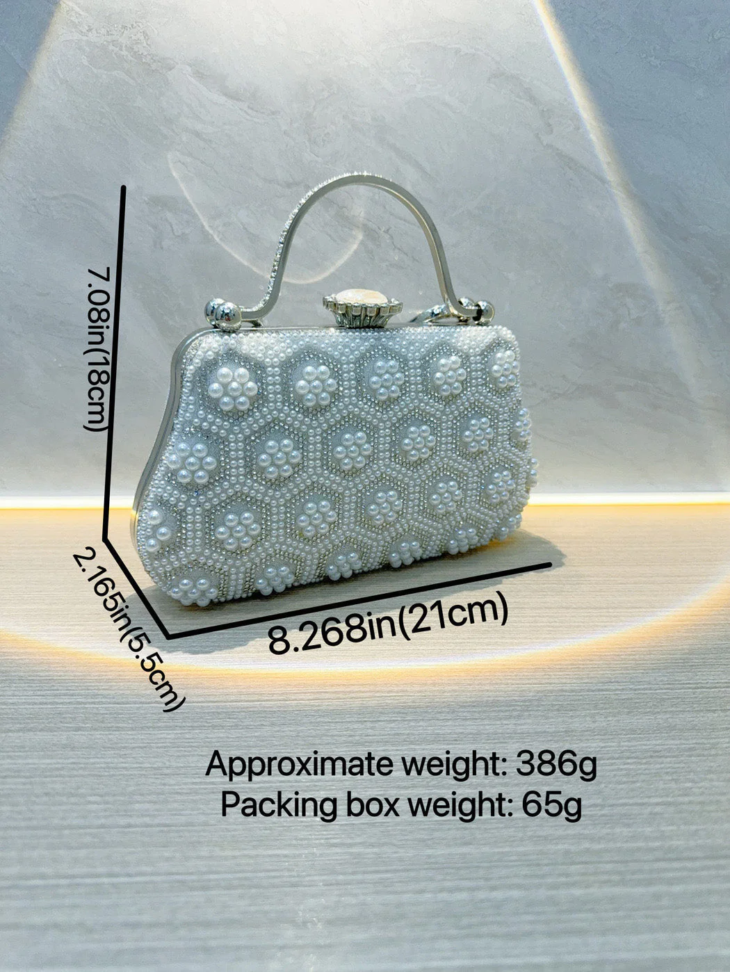 Vintage Weiß 1970er Perlen Clutch Taschen - Image 3