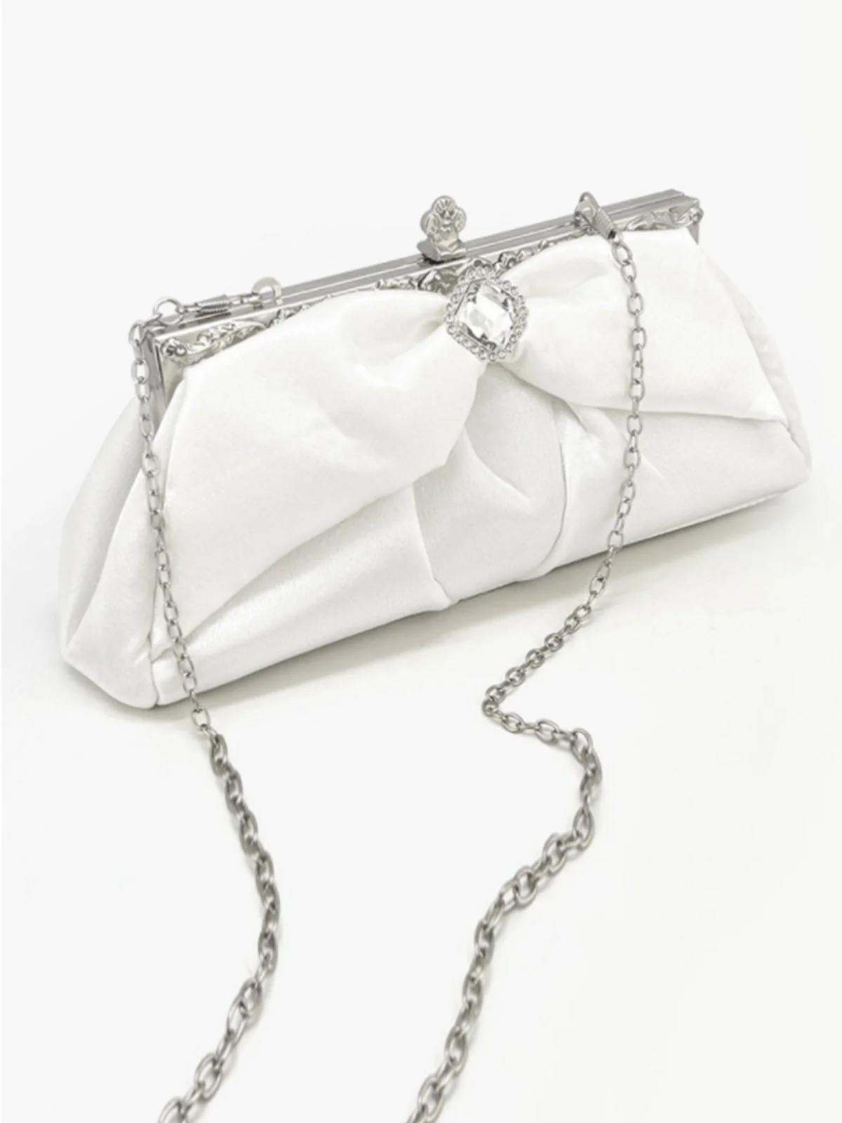 Vintage Weiß Falten Clutch Tasche - Image 3