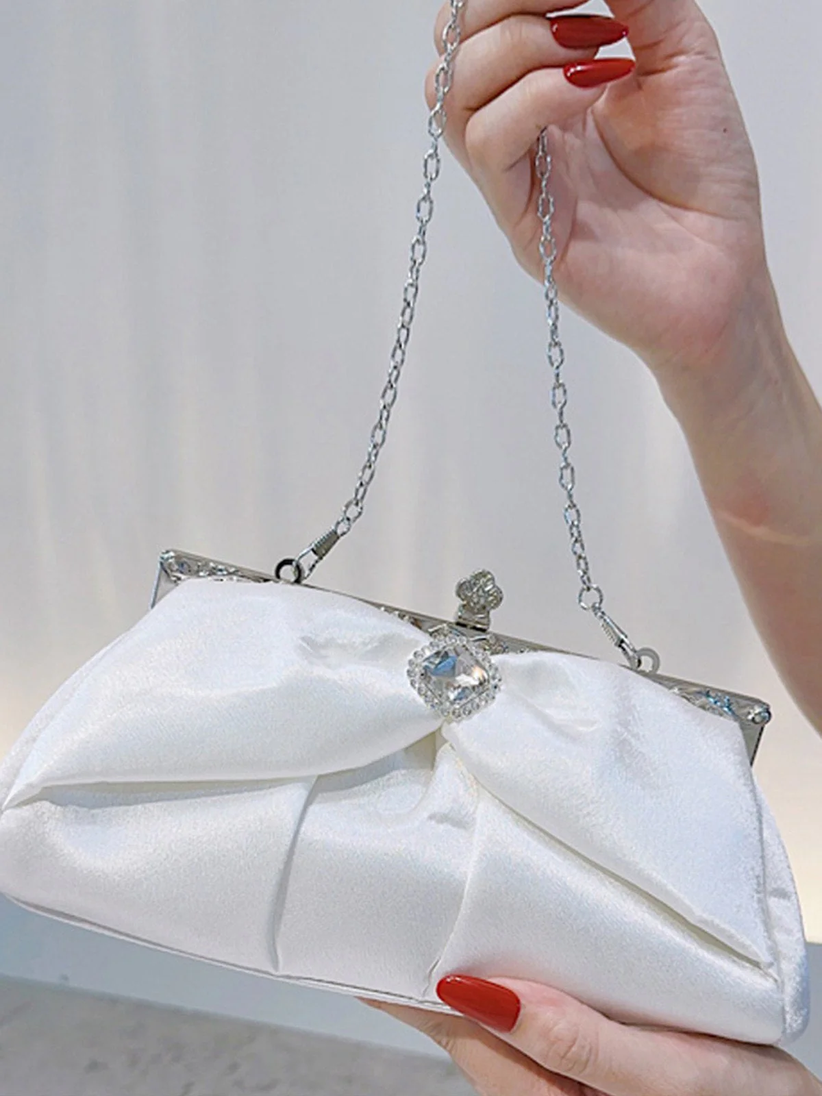 Vintage Weiß Falten Clutch Tasche - Image 6
