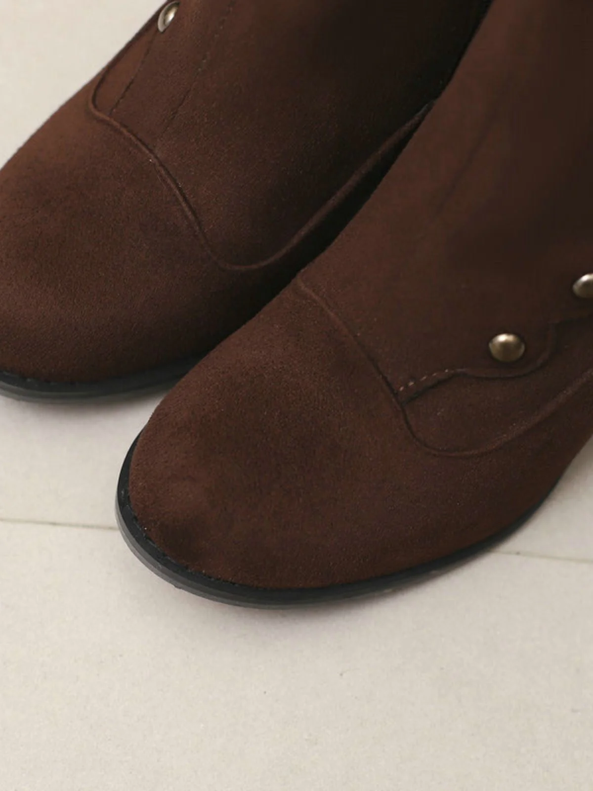 Vintage Wildleder Kunstpelz Futter Nieten Wadenhoch Stiefel - Image 12