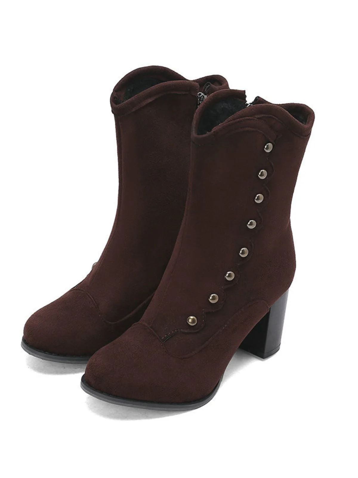 Vintage Wildleder Kunstpelz Futter Nieten Wadenhoch Stiefel - Image 8
