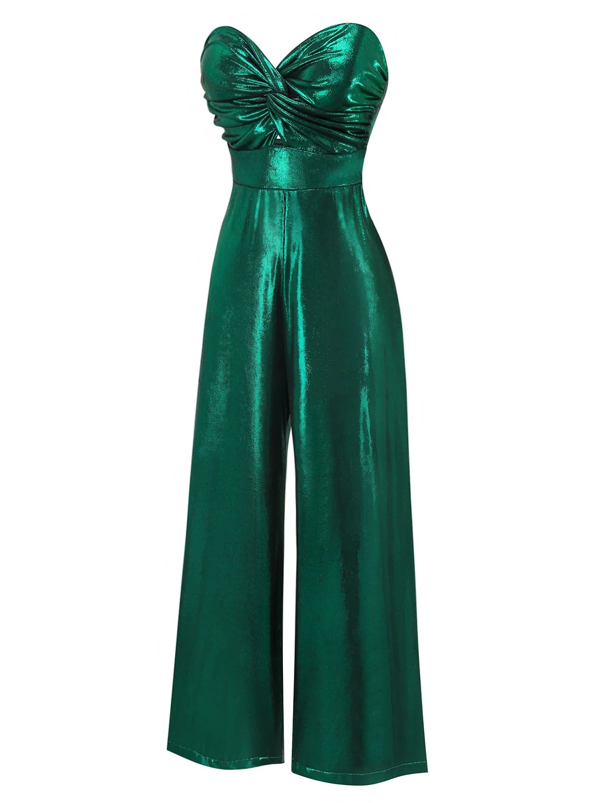 Grün 1970er Geknotetes Hollow Glänzend Jumpsuit - Image 5