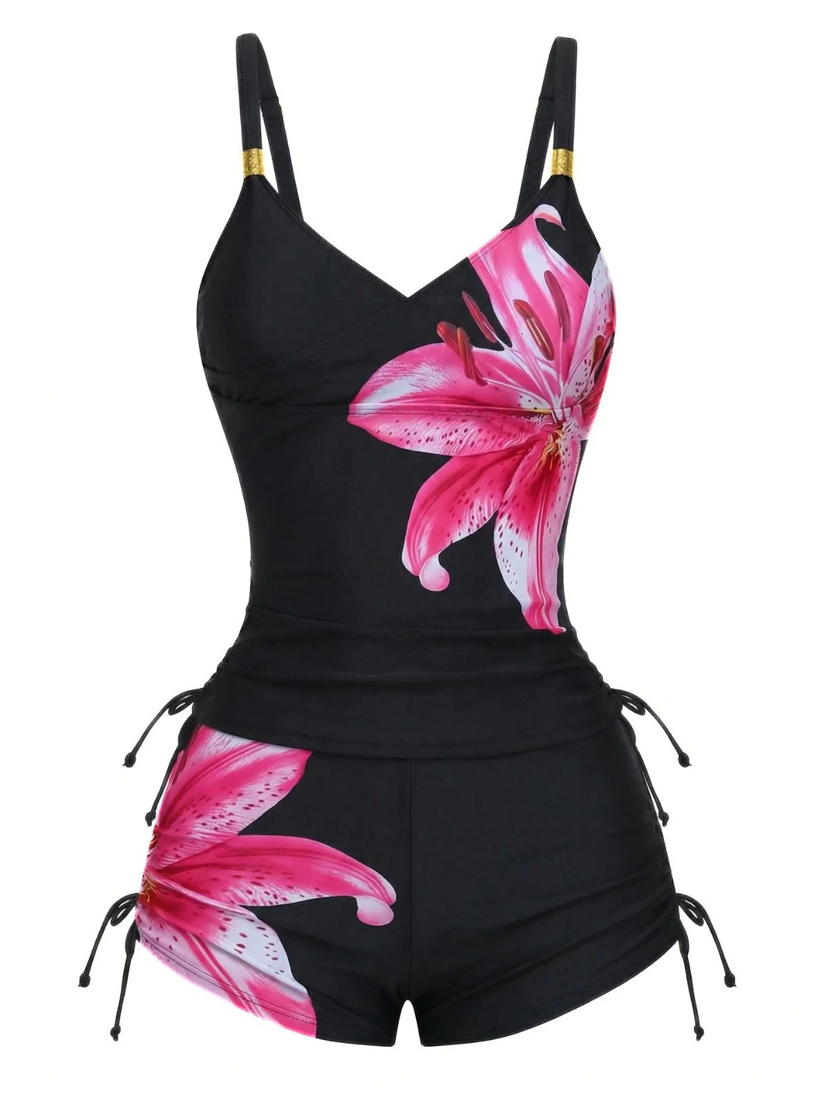 1950er Blumen Schnürung Tankini Set - Image 2