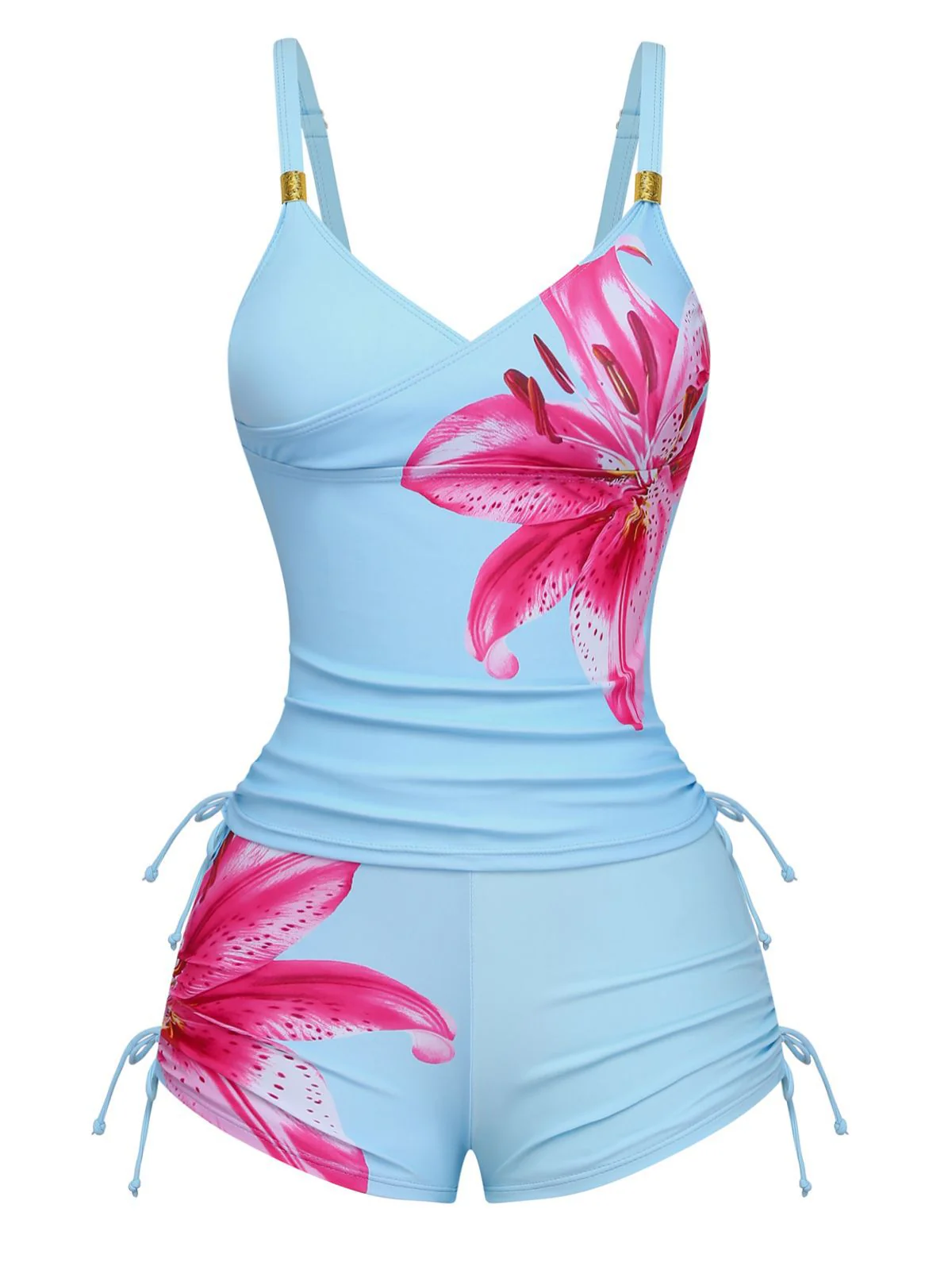 1950er Blumen Schnürung Tankini Set - Image 5