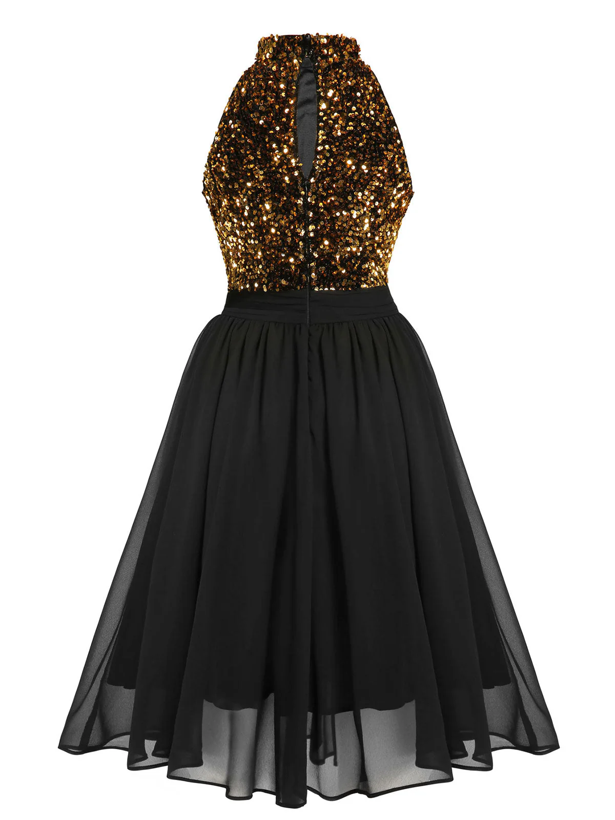 SCHWARZES 1950ER GOLD GLITZER PATCHWORK KLEID - Image 10