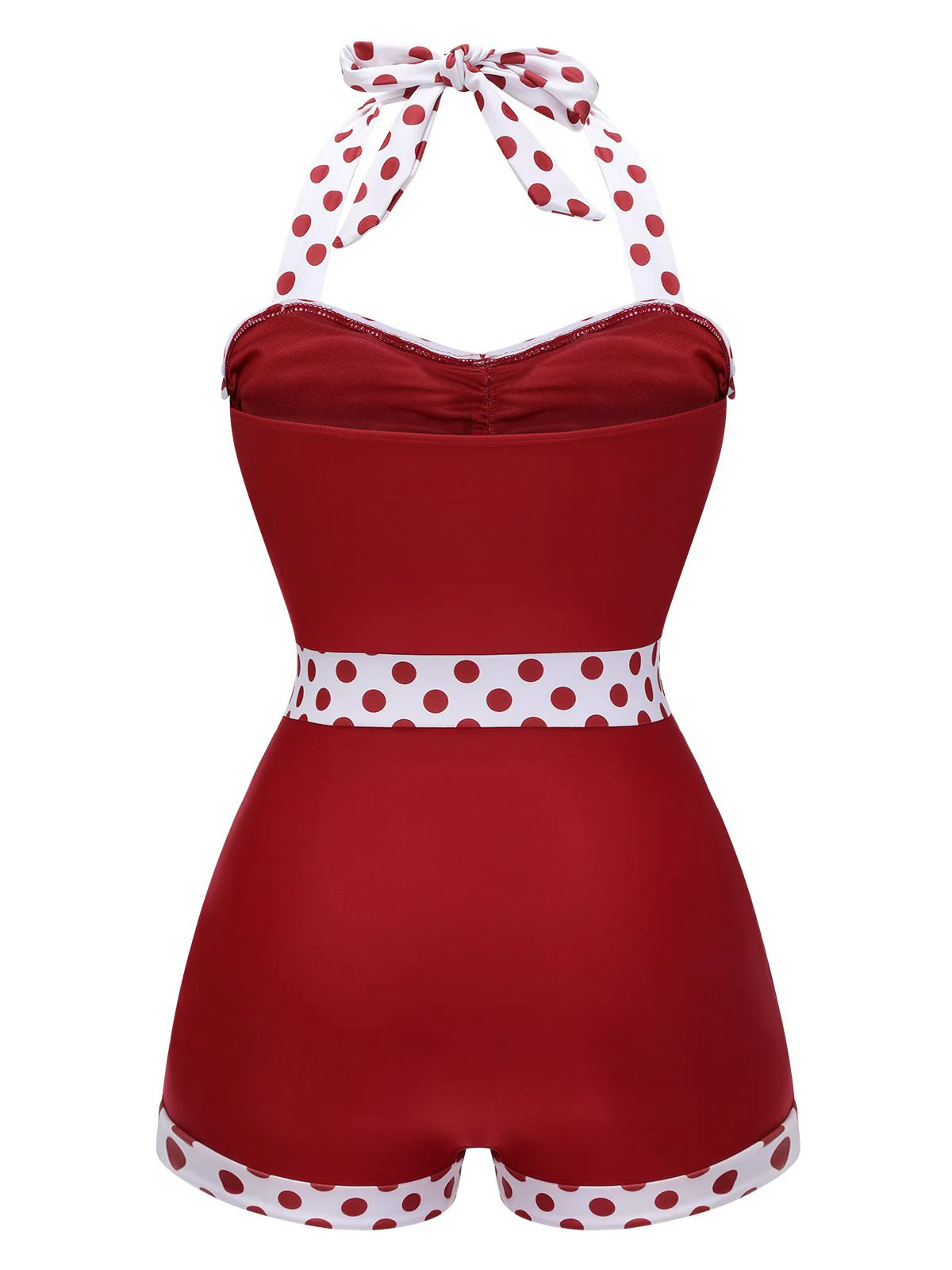 Schwarz 1940er Halter Patchwork Einteiliger Badeanzug - Image 11