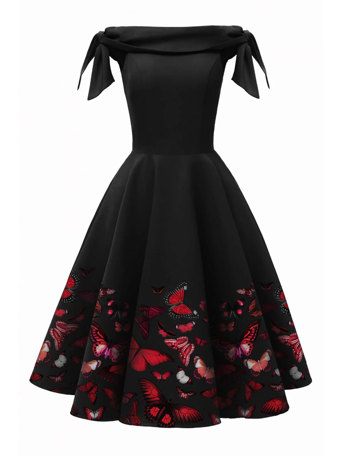 1950ER VINTAGE SCHULTERFREI SCHMETTERLING KLEID - Image 8