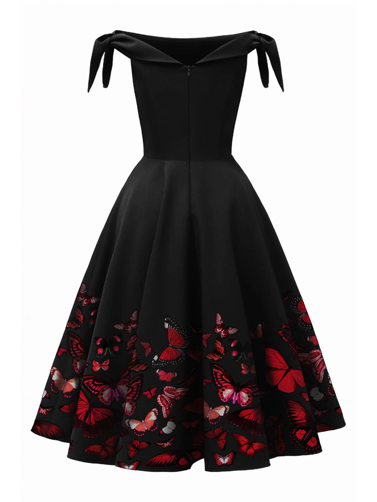 1950ER VINTAGE SCHULTERFREI SCHMETTERLING KLEID - Image 9