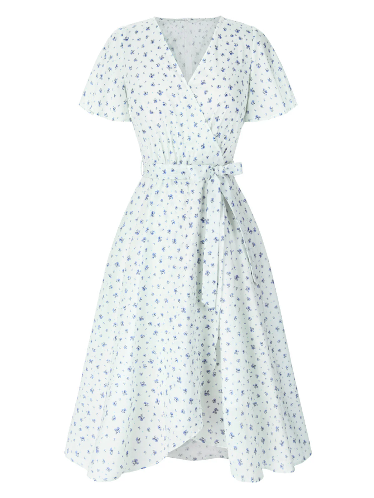 Weiß 1940er Baumwolle Diagonale Träger Blumen Kleid - Image 3
